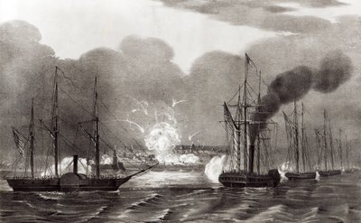 Marinebombardement van Vera Cruz, maart 1847, uitgegeven door Currier en Ives, 1847 door American School